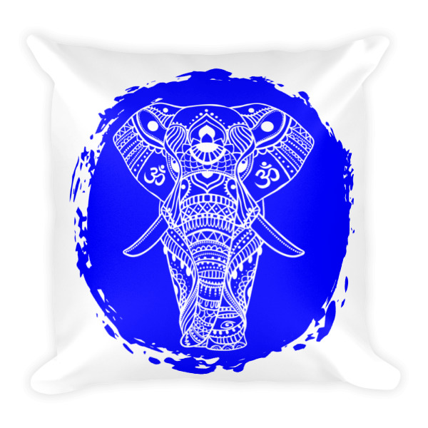 BLUE ELEPHANT GANESH Square Pillow