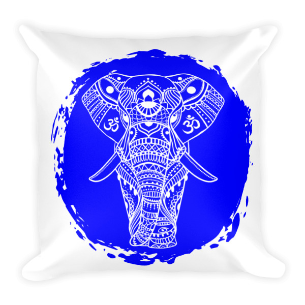 BLUE ELEPHANT GANESH Square Pillow